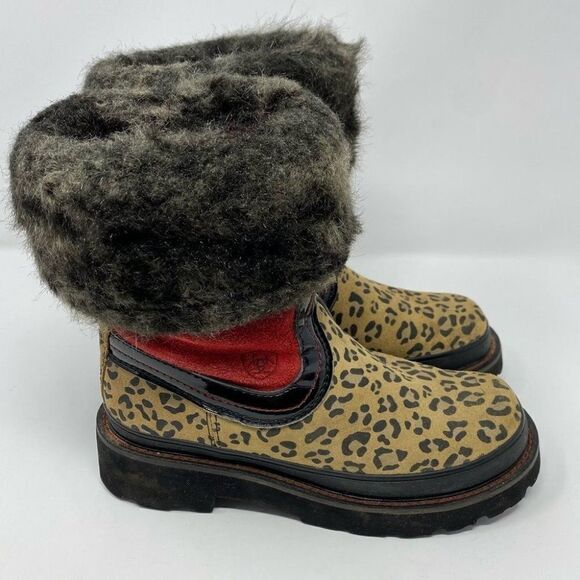 Ariat FatBaby Faux Fur Leopard Print Boots Size 6.5 B - Picture 4 of 10